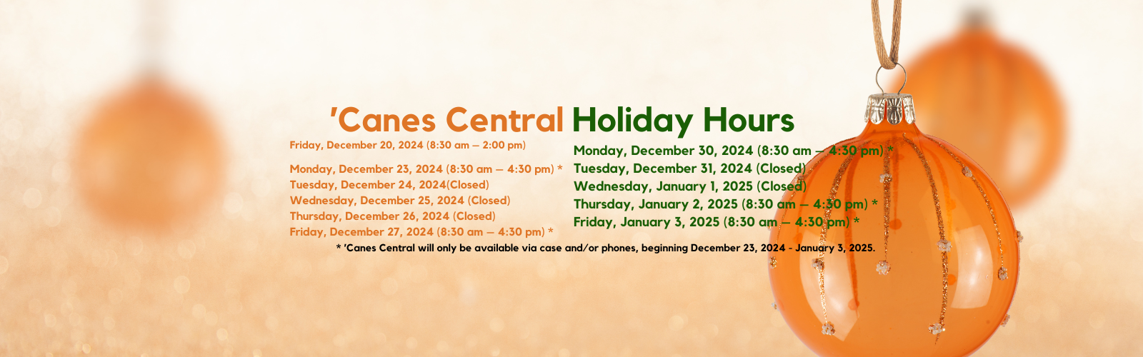 Holiday hours 